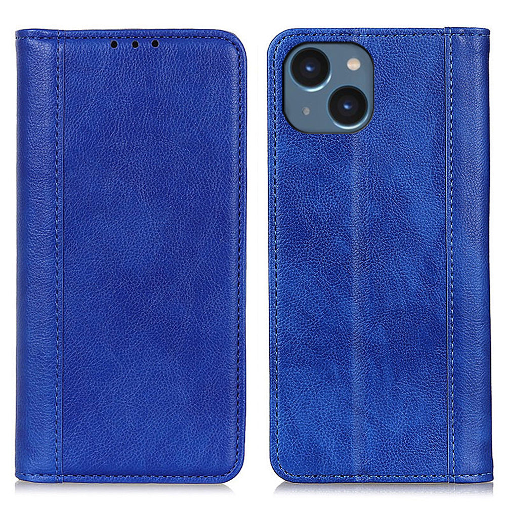 For iPhone 15 Plus Magnetic Closure Split Leather Phone Cover Wallet Litchi Texture Cell Phone Case For iPhone 15 Plus Magnetic Closure Split Leather Phone Cover Wallet Litchi Texture Cell Phone Case